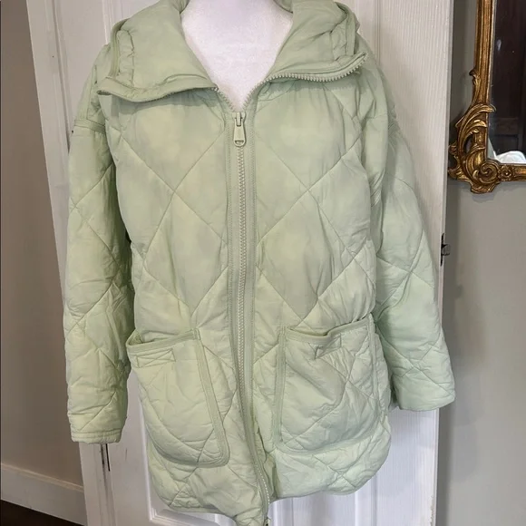 Free People movement mint green quilted jacket xxs over sized - Picture 4 of 10